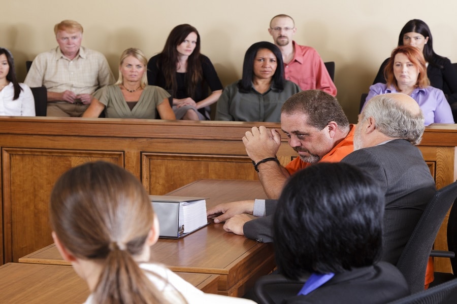 Accused Criminal and Lawyer in a Courtroom