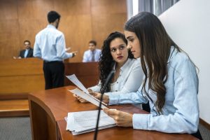 Lawyers in trial at the courthouse